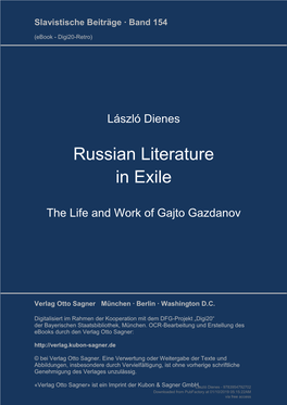 Russian Literature in Exile