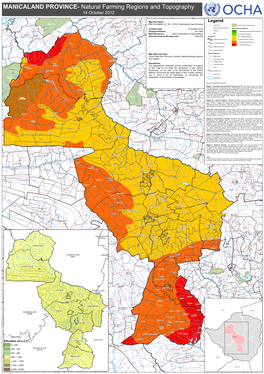 MANICALAND PROVINCE- Natural Farming Regions and Topography ! Ç ! ! !!! ! 14 October 2012 ! Ç Ç X