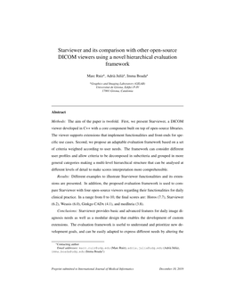 Starviewer and Its Comparison with Other Open-Source DICOM Viewers Using a Novel Hierarchical Evaluation Framework