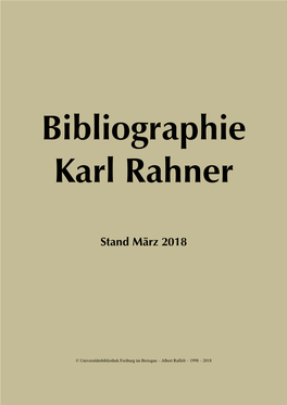 Bibliographie Karl Rahner