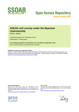 ASEAN Civil Society Under the Myanmar Chairmanship Rother, Stefan