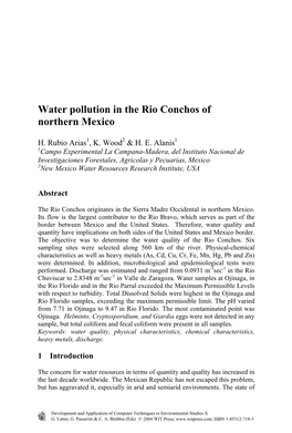 Water Pollution in the Rio Conchos of Northern Mexico
