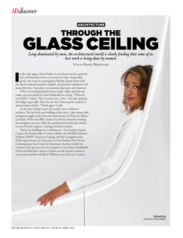 GLASS CEILING Long Dominated by Men, the Architectural World Is Slowly Finding That Some of Its Best Work Is Being Done by Women Writer Nonie Niesewand