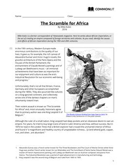 Commonlit | the Scramble for Africa