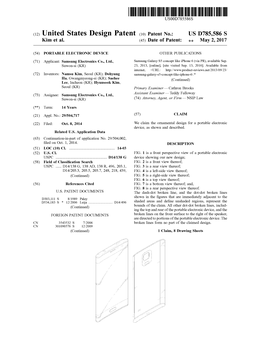 (12) United States Design Patent (10) Patent No.: US D785,586 S Kim Et Al