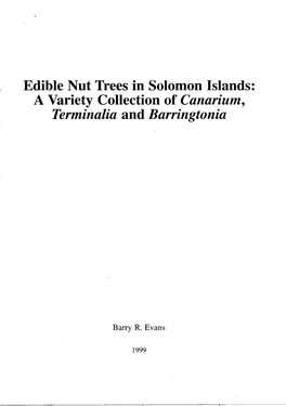 Edible Nut Trees in Solomon Islands: a Variety Collection of Canarium, Terminalia and Barringtonia