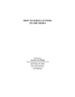 How to Write Letters to the Media