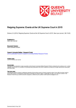 Events at the UK Supreme Court in 2015