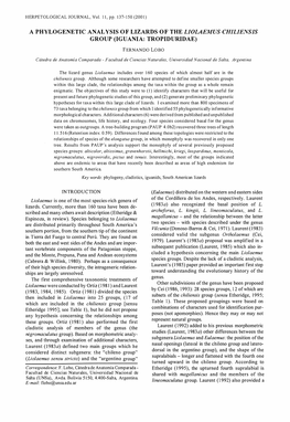 A Phylogenetic Analysis of Lizards of the Liolaemus Chiliensis Group (Iguania: Tropiduridae)