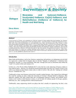 Dialogue Wearables and Sur(Over)-Veillance, Sous(Under)