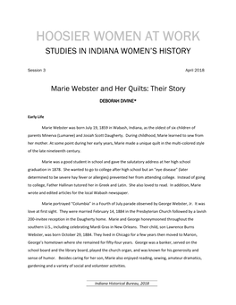 Hoosier Women at Work Studies in Indiana Women’S History
