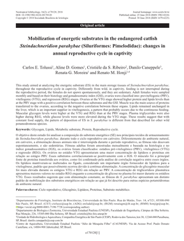 (Siluriformes: Pimelodidae): Changes in Annual Reproductive Cycle in Captivity