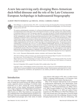 A New Late-Surviving Early Diverging Ibero-Armorican Duck-Billed Dinosaur and the Role of the Late Cretaceous European Archipelago in Hadrosauroid Biogeography