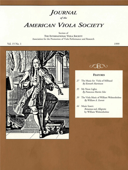 Journal of the American Viola Society Volume 15 No. 1, 1999