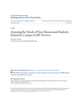 Assessing the Needs of Non-Monosexual Students Related to Campus LGBT Services Sidney R