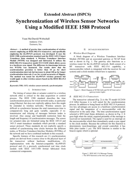 Synchronization of Wireless Sensor Networks Using a Modified IEEE 1588 Protocol