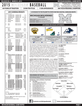 2015 2015 Michigan Michigan Baseball