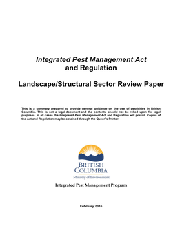 Integrated Pest Management Act and Regulation Landscape/Structural