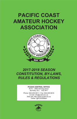 PCAHA Rulebook - 2017-2018 Season