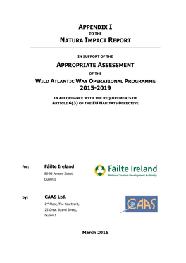 Appendix I Natura Impact Report Appropriate