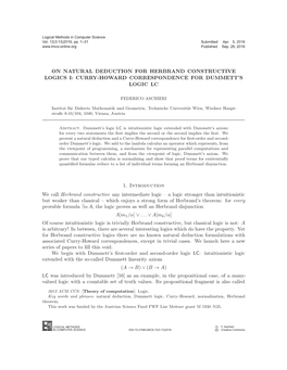 On Natural Deduction for Herbrand Constructive Logics I: Curry-Howard Correspondence for Dummett’S Logic Lc