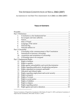 The Interim Constitution of Nepal 2063 (2007)