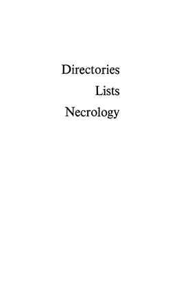 Directories Lists Necrology List of Abbreviations