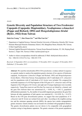 Genetic Diversity and Population Structure of Two Freshwater