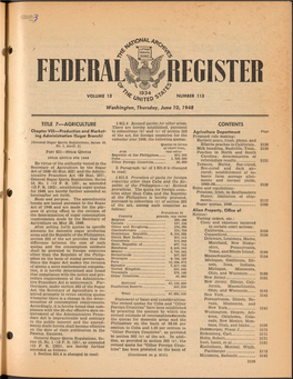 FEDERAL REGISTER 1934 ^ VOLUME 13 NUMBER 113 ^A Î/TEO ^ Washington, Thursday, June 10, 1948