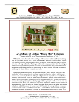 A Catalogue of Vintage “House Plan” Ephemera