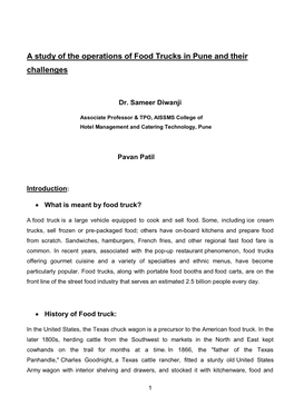 A Study of the Operations of Food Trucks in Pune and Their Challenges