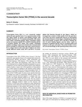 Transcription Factor IIIA (TFIIIA) in the Second Decade