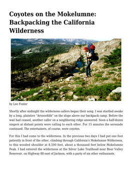 Backpacking the California Wilderness