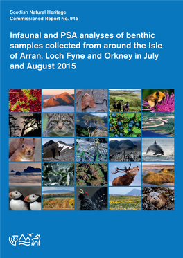 Infaunal and PSA Analyses of Benthic Samples Collected from Around the Isle of Arran, Loch Fyne and Orkney in July and August 2015