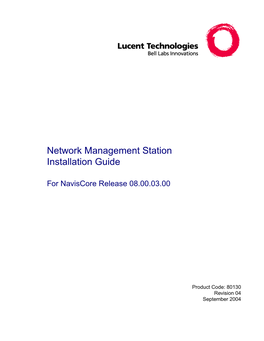 Network Management Station Installation Guide for Naviscore