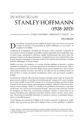 Stanley Hoffmann (1928-2015)