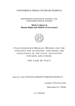 Ii. Unaccompanied Migrant Minors in Italy 45