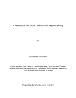 A Perspective on Cultural Diversity in an Anglican Setting