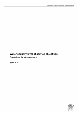 Water Security Level of Service Objectives: Guidelines for Development Iii