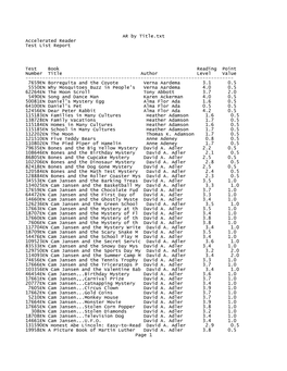 AR by Title.Txt Accelerated Reader Test List Report