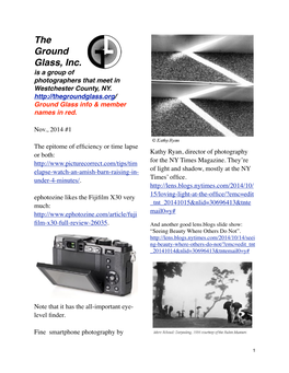 The Ground Glass, Inc. Is a Group of Photographers That Meet in Westchester County, NY