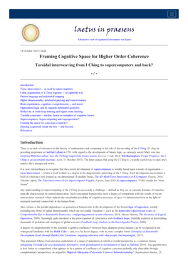 Framing Cognitive Space for Higher Order Coherence Toroidal Interweaving from I Ching to Supercomputers and Back? - /