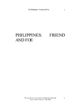 Philippines: Friend and Foe