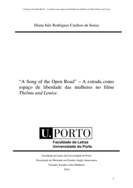 A Song of the Open Road” – a Estrada Como Espaço De Liberdade Das Mulheres No Filme Thelma and Louise