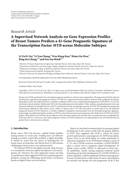 Research Article a Supervised Network Analysis on Gene