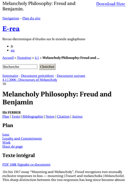 Freud and Benjamin