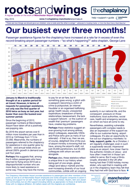 Rootsandwings a Regular Update on the Work of Manchester Airport Chaplaincy May 2016