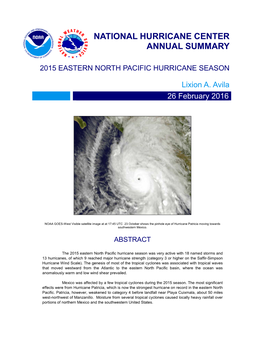 2015 Eastern North Pacific Hurricane Season