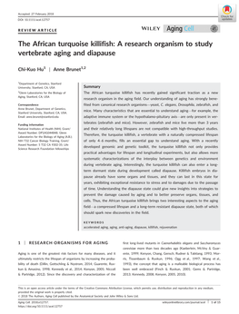 The African Turquoise Killifish: a Research Organism to Study Vertebrate Aging and Diapause