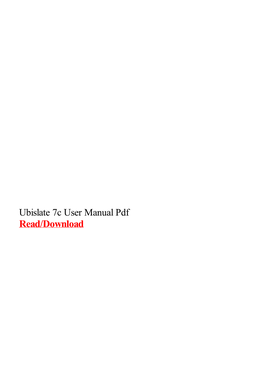 Ubislate 7C User Manual Pdf